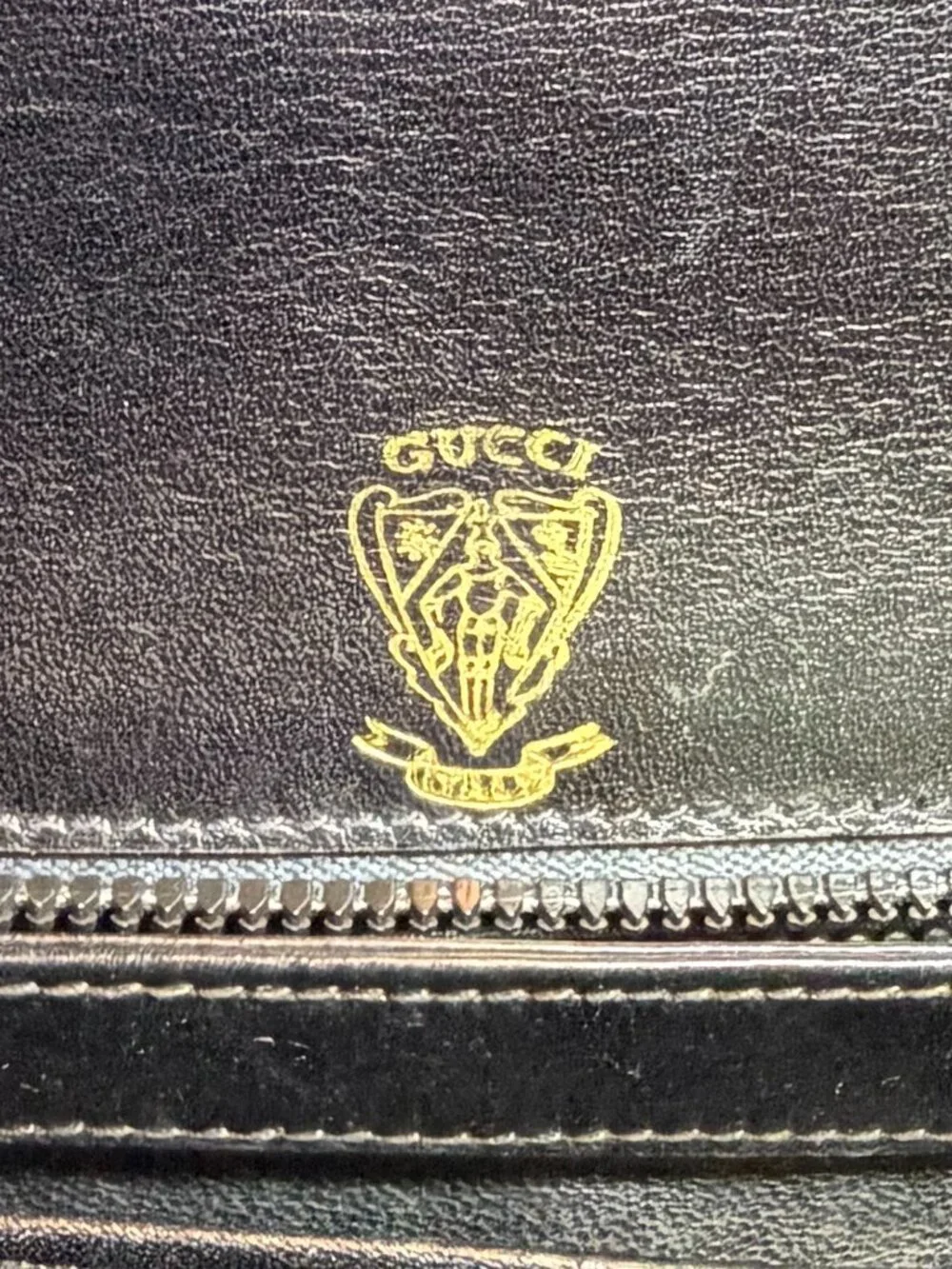 Vintage Gucci Black Box Calf Leather Saddle Shoulder Bag